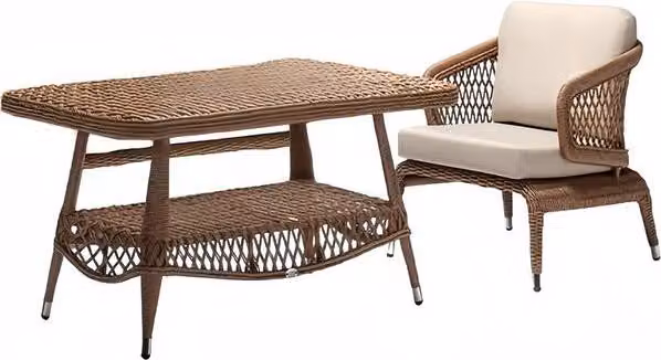 Gartenmöbel Sessel Braun Couchtisch luxuriöse Design Moderne 2tlg Möbel