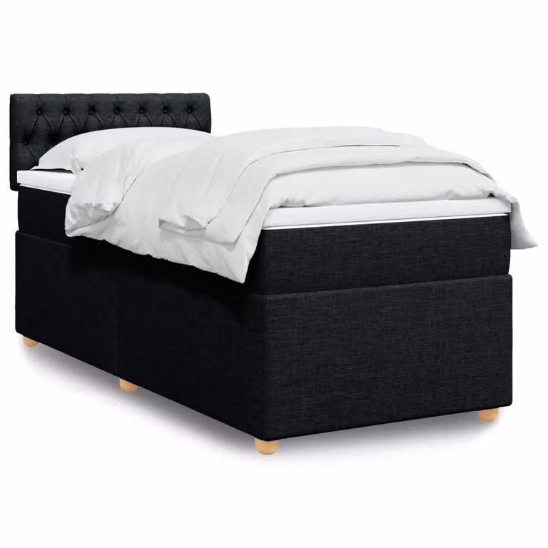 vidaXL Letto Ibrido con Giroletto a Molle e Materasso in Tessuto Nero L 80 x P 200 cm