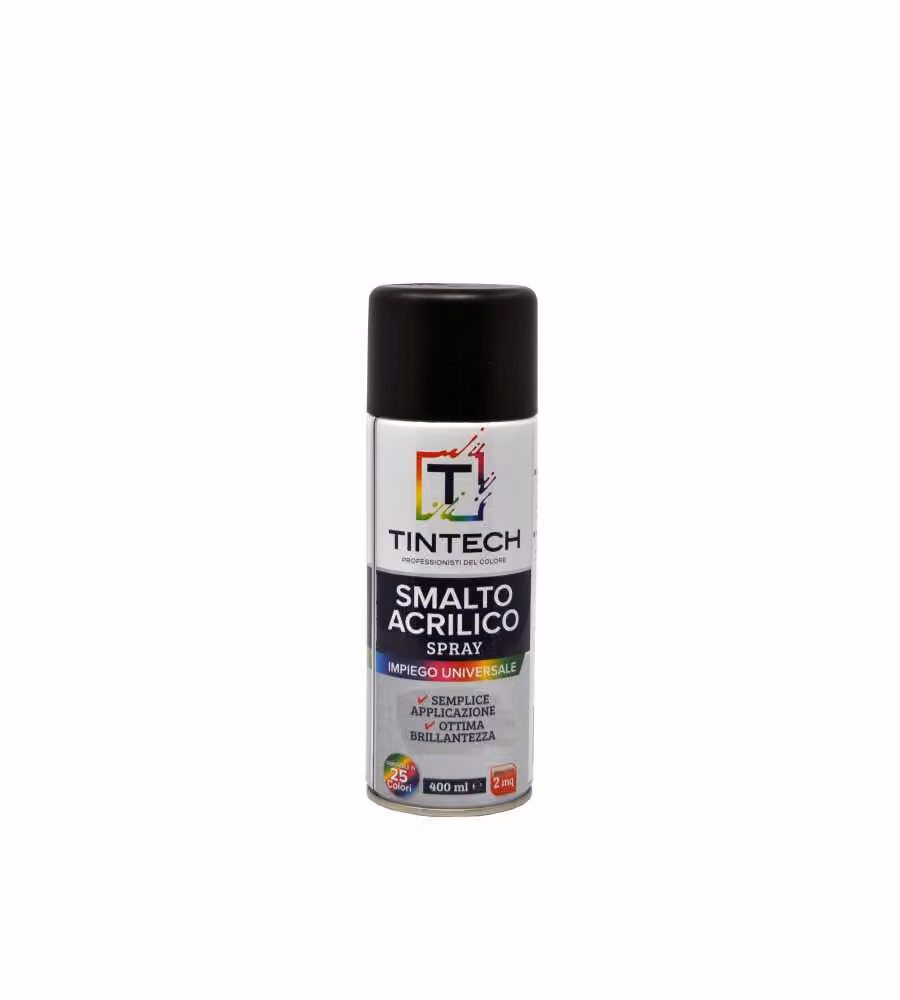 Tintech Smalto Acrilico Spray Nero Opaco 400 ml - Vernice Fai-da-te