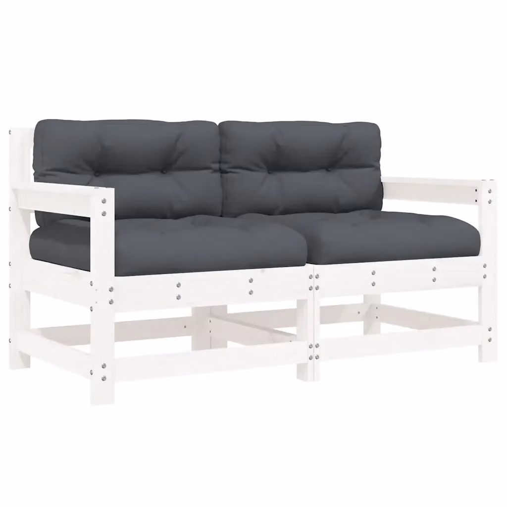 Set di 2 sedie da giardino VIDAXL in legno di pino laccato con cuscini e braccioli, disponibili in bianco o antracite