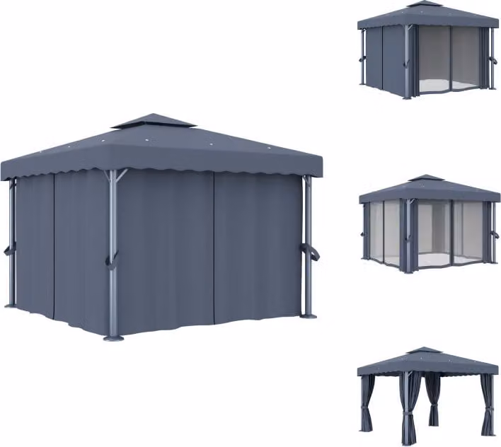 vidaXL Padiglione con tenda 3x3 m in alluminio antracite - Padiglioni e tende per feste