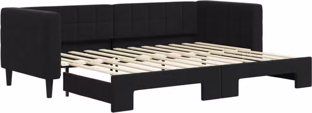Divano letto | Sof¨¤ letto | Letto singolo Estraibile Nero 80x200 cm in Velluto