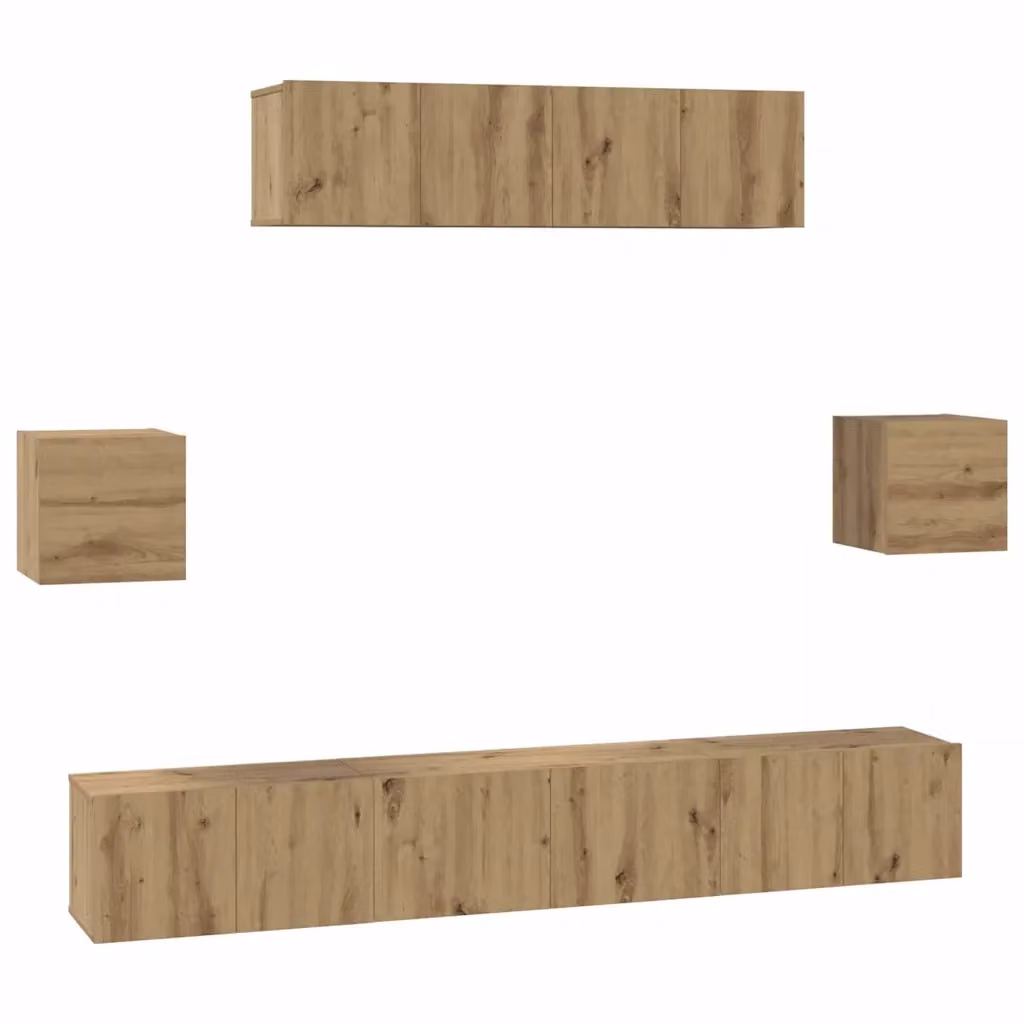 Set mobile TV moderno vidaXL in legno ingegnerizzato marrone, 7 pezzi – 2