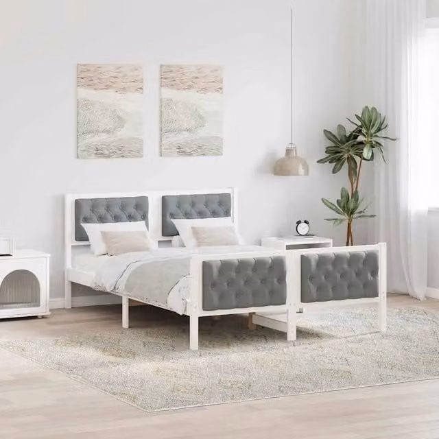 Struttura del letto Grigio chiaro 140 x 190 cm Pino massello 3394297