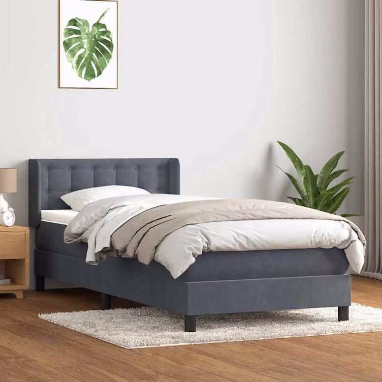 Maison Exclusive - Giroletto a Molle con Materasso Grigio Scuro 80x220 cm Velluto