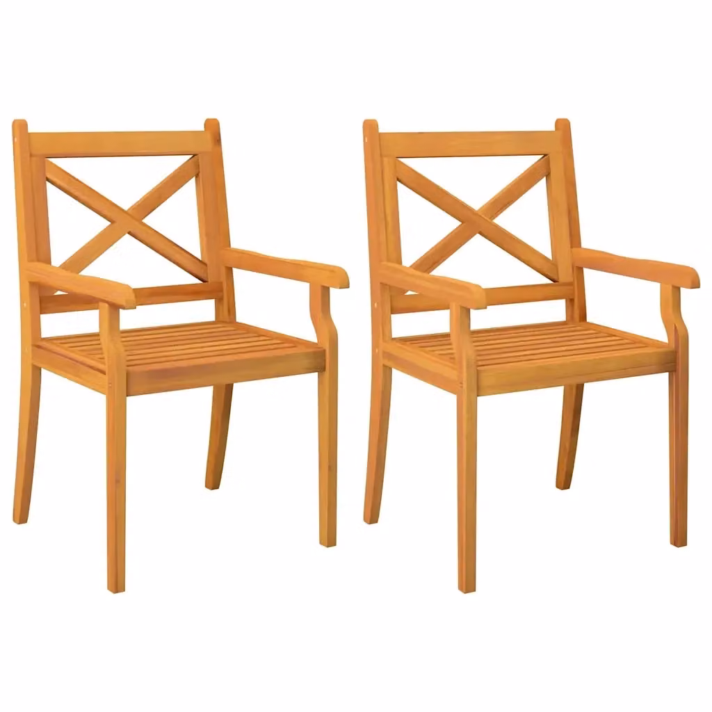 Set di 2 sedie da esterno vidaXL in legno massello di acacia color marrone con braccioli – 2