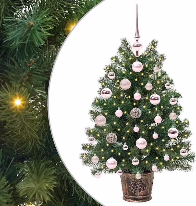 Albero di Natale artificiale con 150 LED verdi da 75 cm in PE e PVC