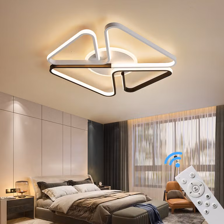 Plafoniera LED Plafoniera SX8761WB struttura in metallo laccato bianco e nero con telecomando Colore luce/luminosità regolabile dimmerabile Plafoniera LED per camera da letto