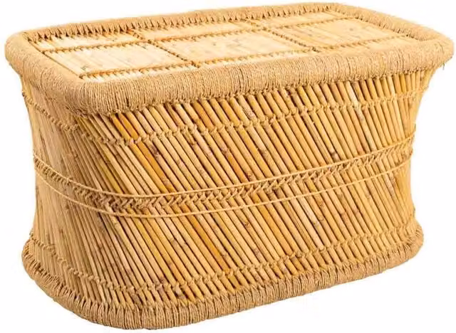Tavolino rettangolare in bambù WANDERLUST DECO colore marrone e beige L: 79 cm, P: 48 cm, H: 45 cm