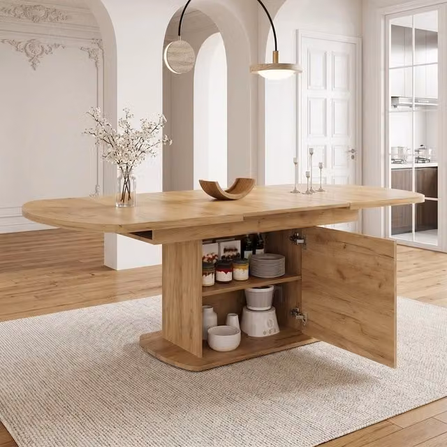 Tavolo da pranzo allungabile ovale ¨C Minimal ¨C Effetto rovere 140/200x80x75cm