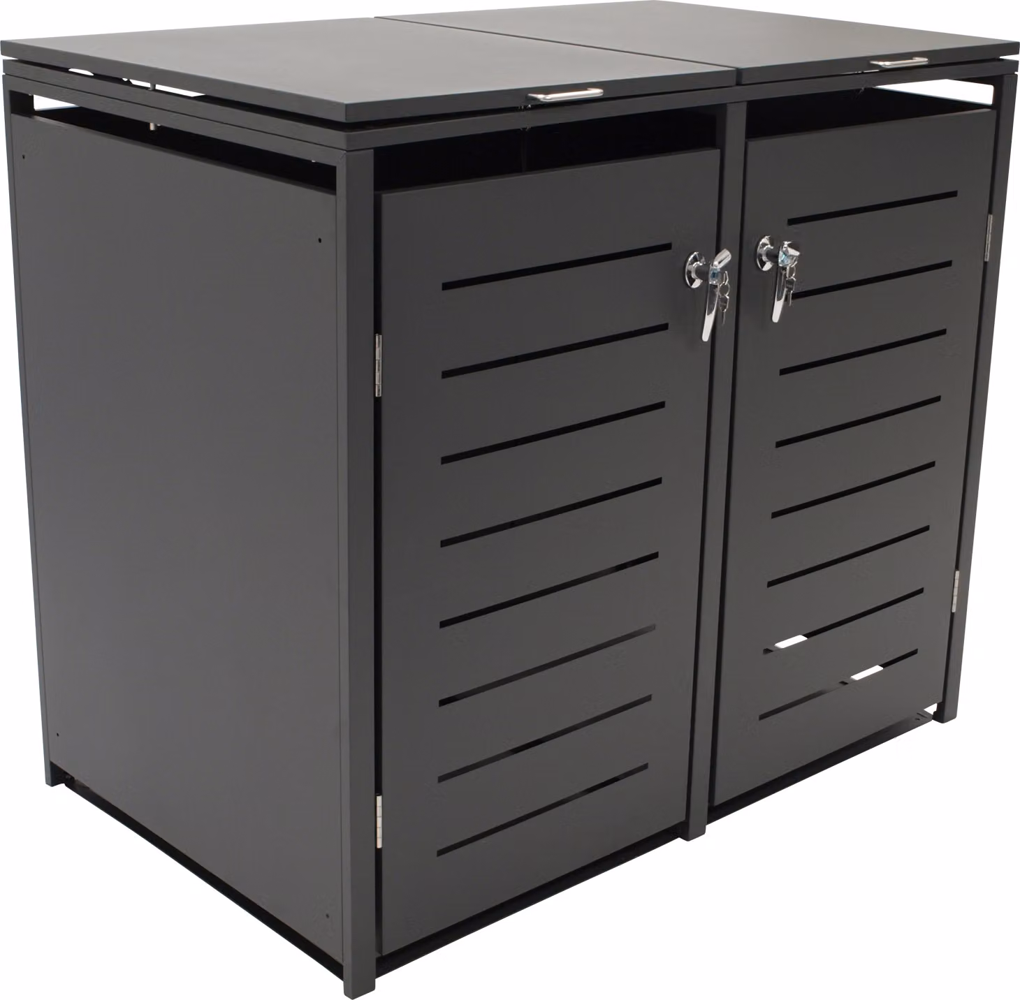DEGAMO Box per bidoni della spazzatura doppio KÖLN 132x80x116 cm per bidoni da 120 e 240 litri, antracite