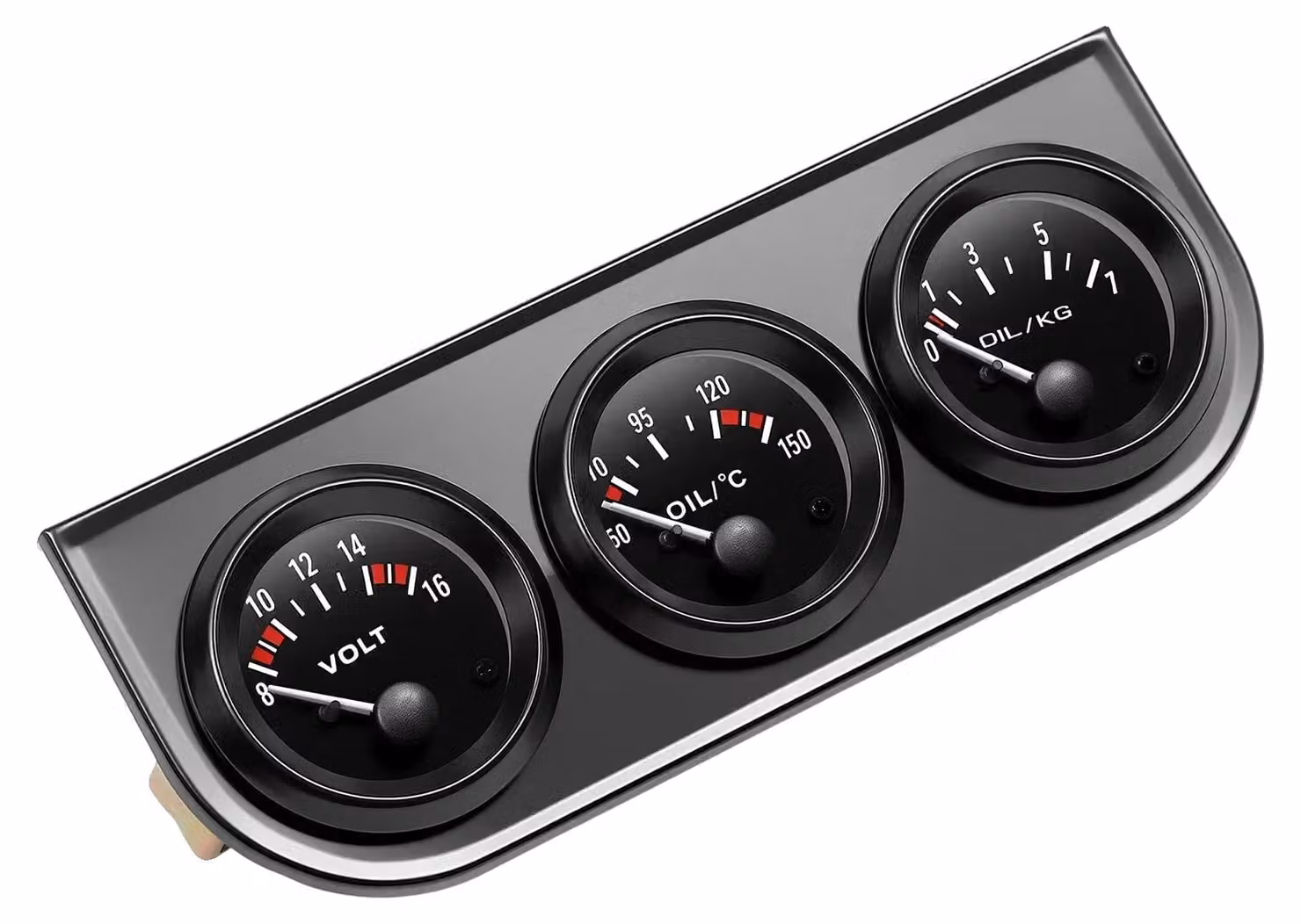 Indicatore auto, indicatore temperatura e pressione olio, voltmetro, nero