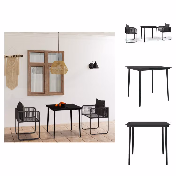 vidaXL Set da pranzo da giardino 3 pezzi nero - Set di mobili da giardino