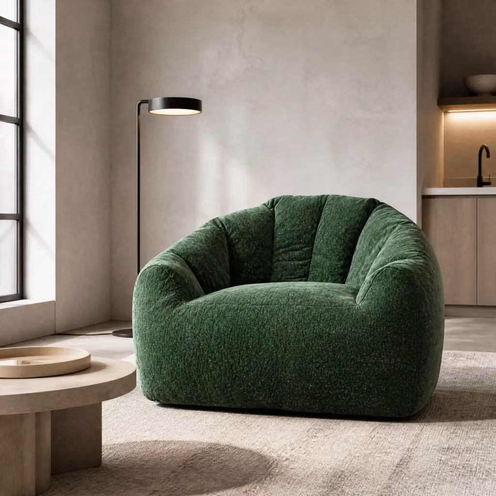 Poltrona Sacco Rotonda Ergonomica REDOM in Flanella Verde – 2