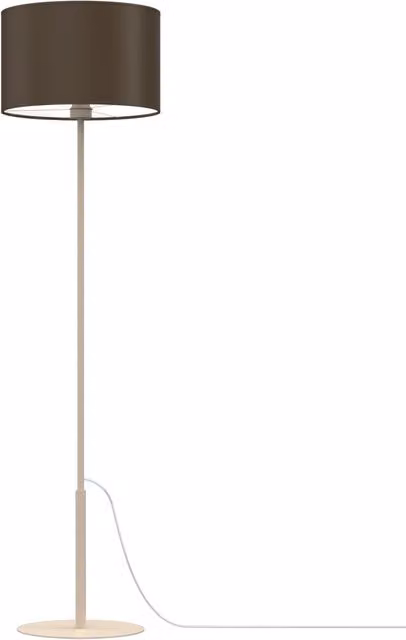 Lampada da terra Arden Luminex in metallo e tessuto beige e marrone, dimmabile, con paralume cilindrico, H: 150 cm