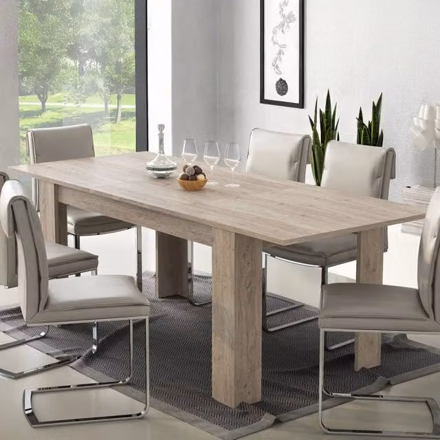 Tavolo allungabile Campora in legno rovere grigio, forma rettangolare, L: 220 cm, P: 90 cm, H: 75 cm – 1