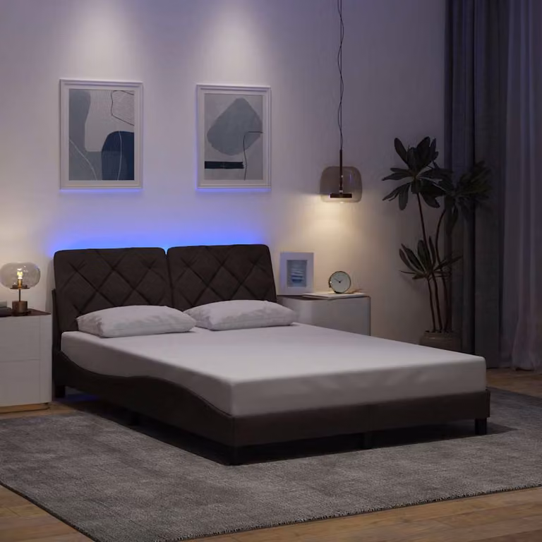 vidaXL Giroletto Moderno con Illuminazione LED e Porta di Ricarica USB, Marrone Scuro, L/P/H: 200 x 120 x 74,5 cm