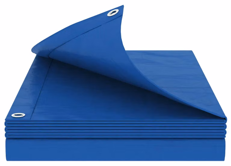 Telo in polietilene (PE) blu, con occhielli, dimensioni 6 x 8 metri, peso 260 g/m²