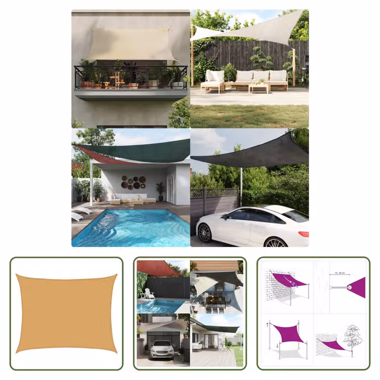 The Living Store Tenda da sole 160 g/m² Rettangolare Colore sabbia 6x7 m HDPE