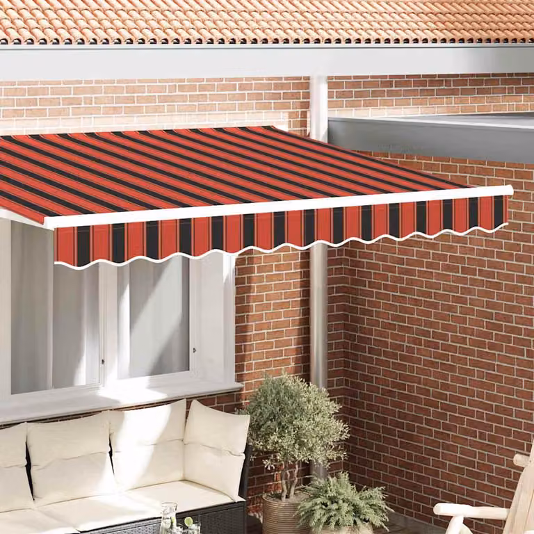Maison Exclusive - Sostituzione del volantino per tenda da sole, motivo a righe arancione e marrone, lunghezza 2,5 metri