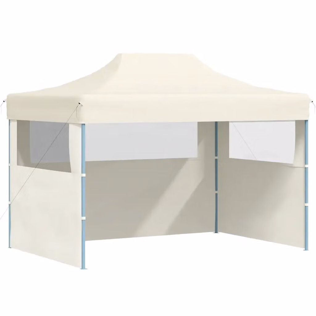 Gazebo professionale pieghevole vidaXL con 3 pareti in acciaio e PVC beige L/P/H: 400 x 300 x 280 cm – 2
