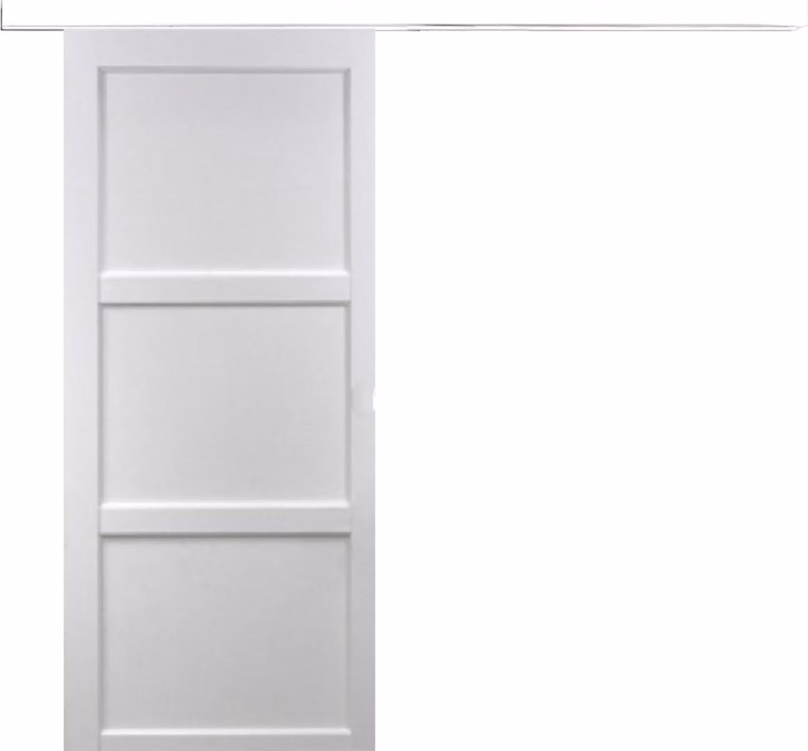 Porta scorrevole Korya bianca a 3 ante H204 x L93 cm, binario in alluminio bianco Gd Menuserie