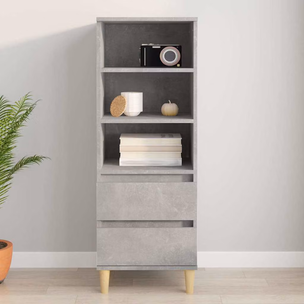 Credenza vidaXL in legno multistrato e MDF, colore grigio cemento, L 40 cm x P 36 cm x H 110 cm