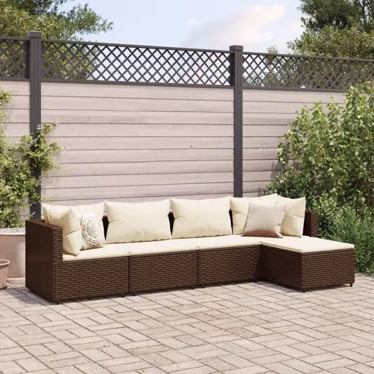 Maison Exclusive - Set da giardino 5 pezzi con cuscini Marrone Polyrattan