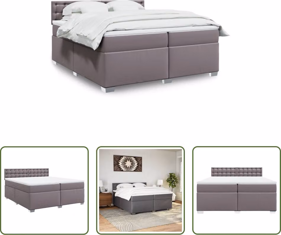 The Living Store Letto a molle con materasso grigio 200x200 cm in Pelle finta