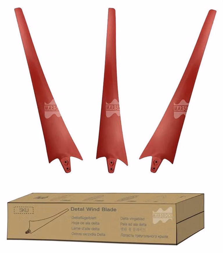 Pala per turbina eolica, design aerodinamico, fibra di carbonio resistente, rosso, 3 pale-b