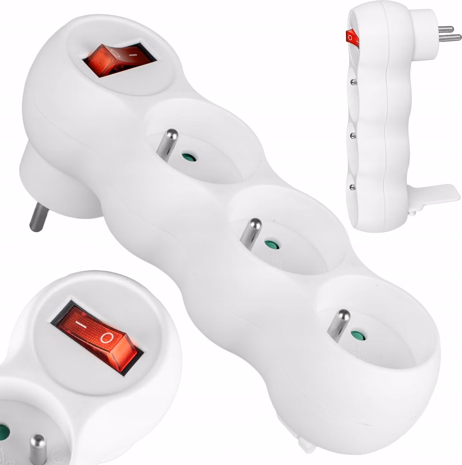 Vayox VA0274 Splitter | 3 prese | Interruttore | Bianco