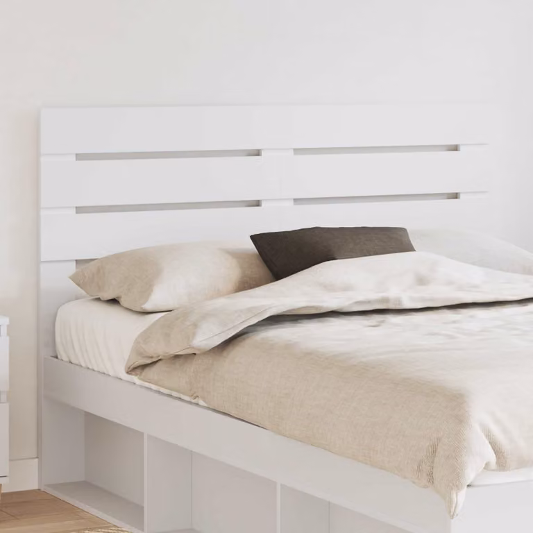 Testiera per letto moderna vidaXL in legno ingegnerizzato bianco con scomparti laterali