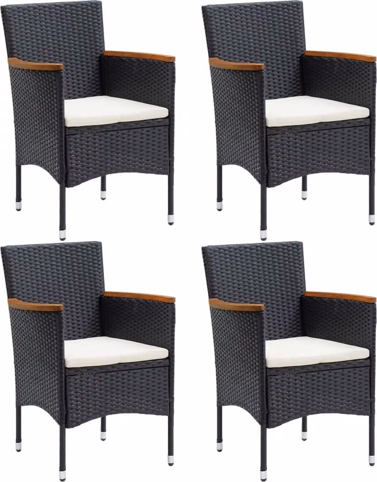 vidaXL Set da pranzo da giardino 5 pezzi nero
