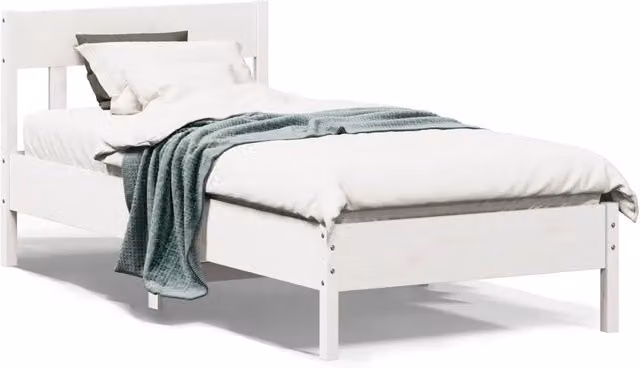 Letto senza Materasso Bianco 90x190 cm in Legno Massello Pino 842675