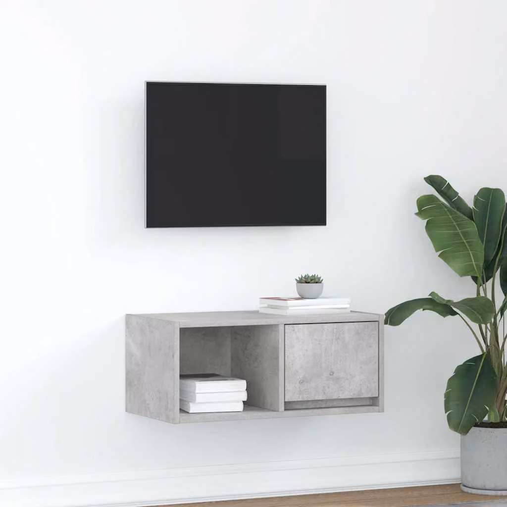 Mobile per TV moderno vidaXL in legno multistrato e MDF, Grigio Cemento, L 60 cm x P 31 cm x H 25,5 cm