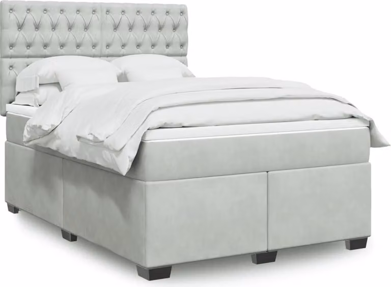 Maison Exclusive - Giroletto a Molle con Materasso Grigio Chiaro 160x200cm Velluto