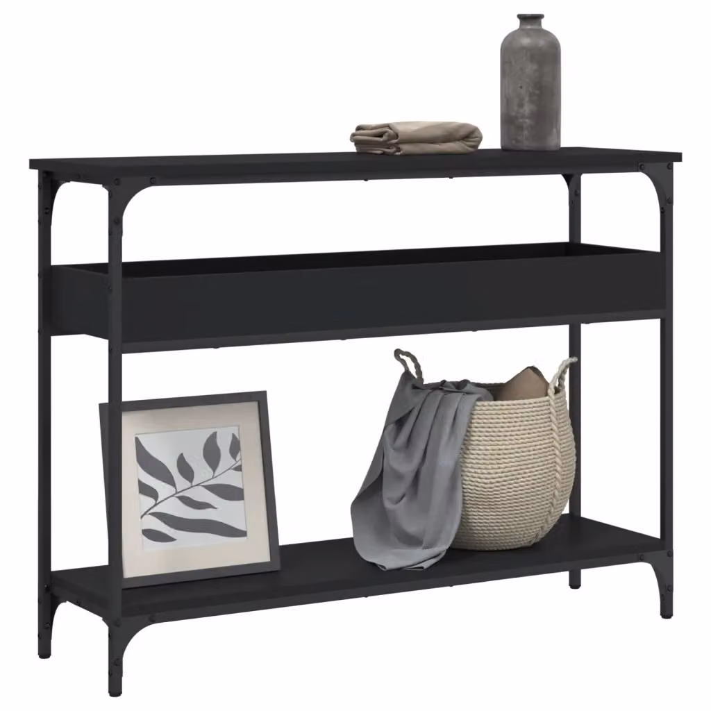 vidaXL Tavolo Consolle in Stile Industriale con Ripiano Nero, L 100 x P 29 x H 75 cm