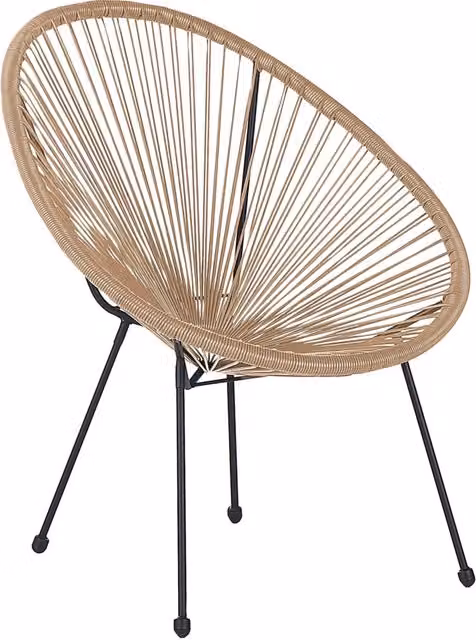 Sedia da esterno BELIANI in simil rattan beige e metallo con design moderno per giardino