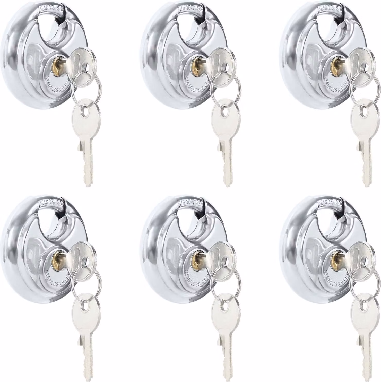 Lucchetti Discus con Chiavi 6 pcs Argento 7 x 2.4 x 7 cm