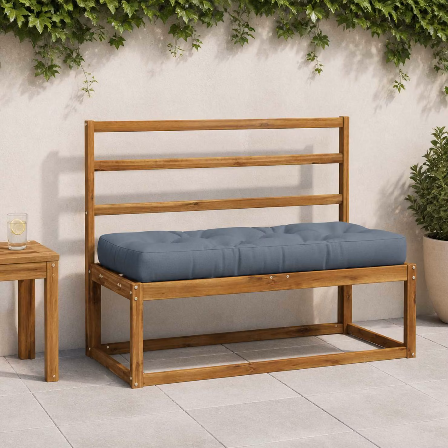 vidaXL Cuscino per Pallet VIANEN Blu in Poliestere con Rivestimento Lavabile L: 120 cm, P: 50 cm, H: 12 cm