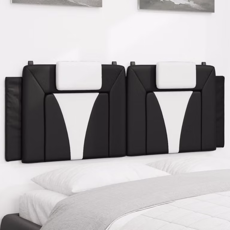 vidaXL Cuscino Testiera Viana in Similpelle Nero e Bianco, Larghezza: 137 cm