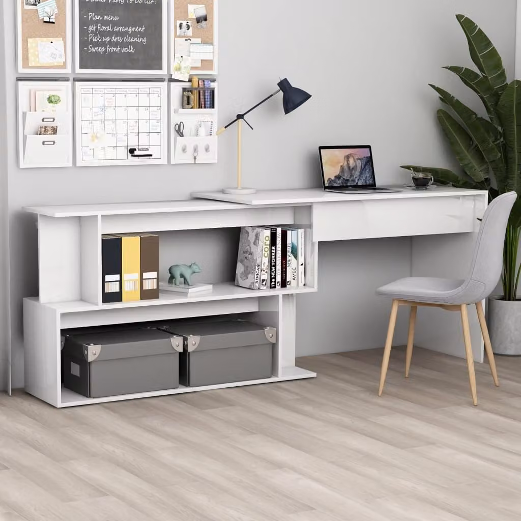 Maison Exclusive - Scrivania angolare bianco lucido 200x50x76 cm Materiale ligneo