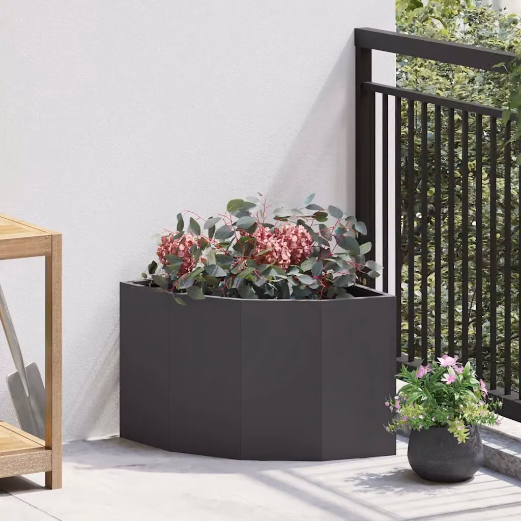 vidaXL Vaso d'angolo Nero 45 x 45 x 35 cm Acciaio
