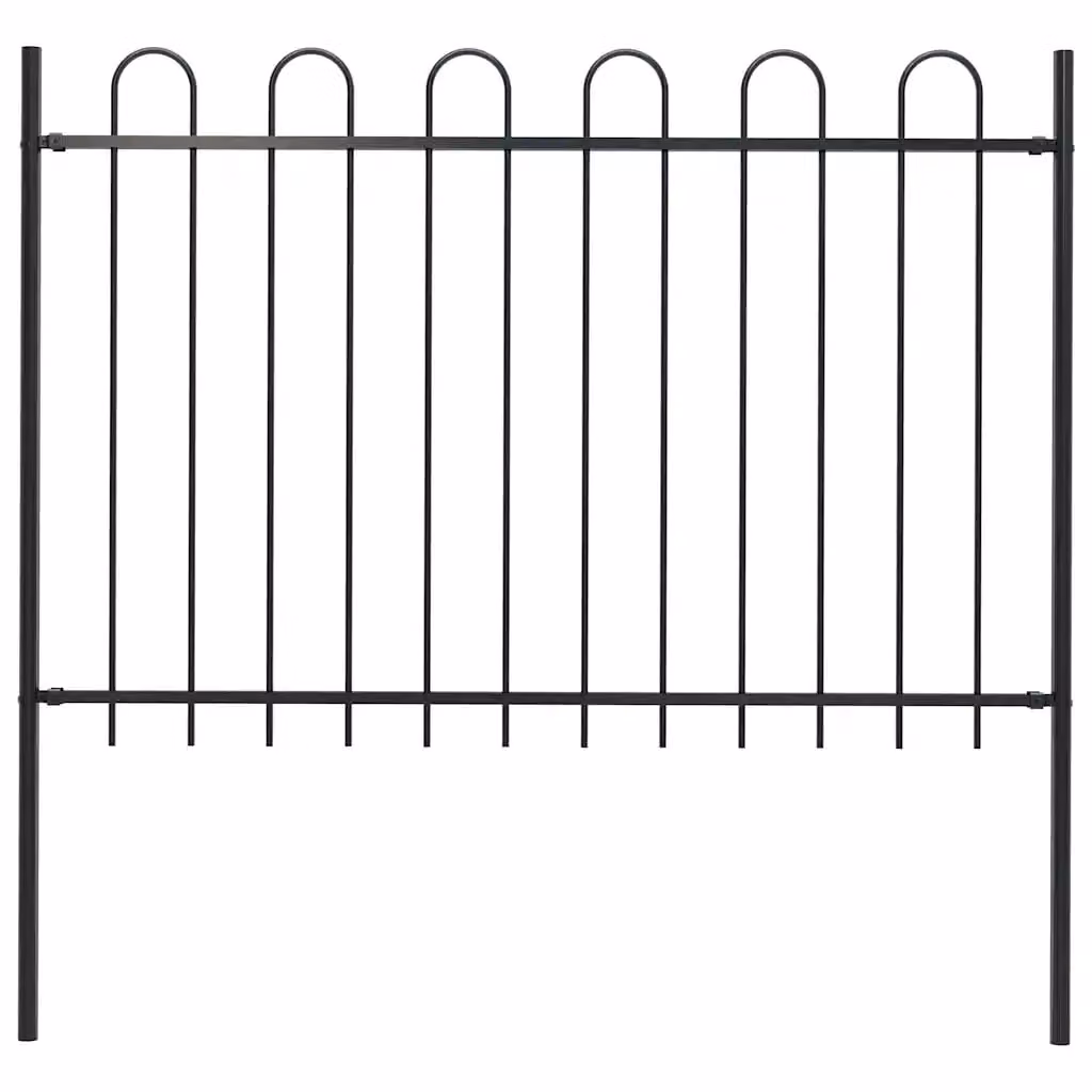 Recinzione da giardino vidaXL BOXTEL in acciaio con parte superiore ad anello, nero, H: 170 cm, L: 120 cm