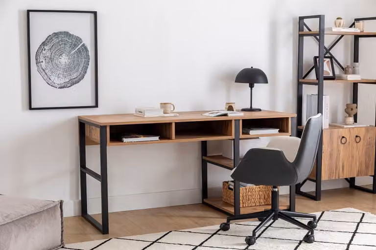 Skye Decor, Emro- EmroPUQ, colore noce, nero, tavolini, 75,8x150x58,4 cm, 100% pannello di particelle rivestito in melamina