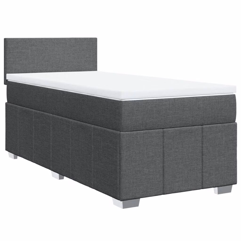 Giroletto a Molle con Materasso Grigio Scuro 80x200 cm Tessuto
