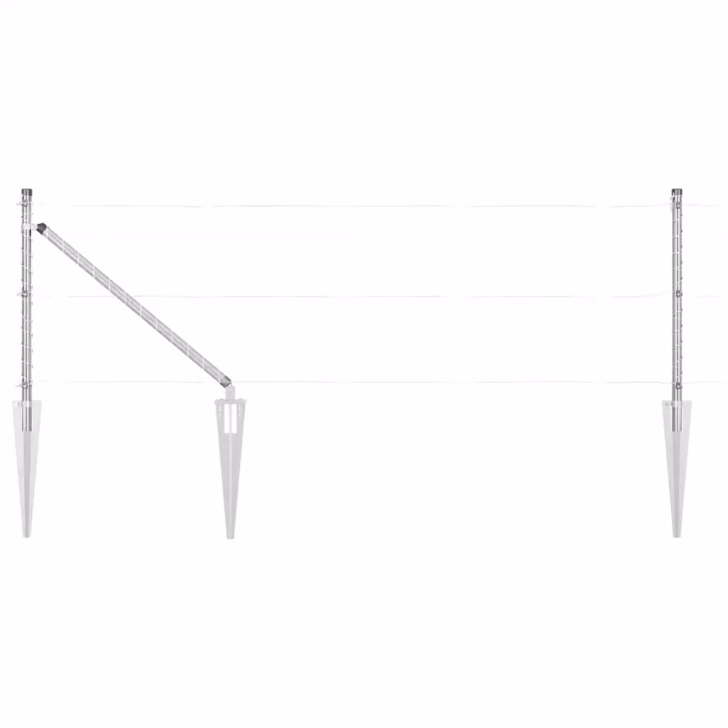 Set di 52 pali per recinzione con picchetto a terra vidaXL in acciaio zincato e plastica, colore argento o grigio, L/P/H: 3,2 x 3,2 x 105 cm – 2