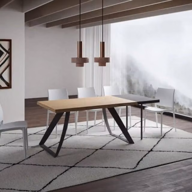 Tavolo allungabile Itamoby in rovere con bordo naturale e gambe in metallo antracite L/P: 160-260 x 90 cm – 1