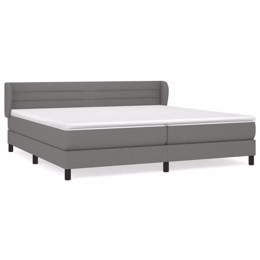 vidaXL Giroletto a Molle Ibrido con Materasso in Tessuto Grigio e Bianco 200x200 cm – 2