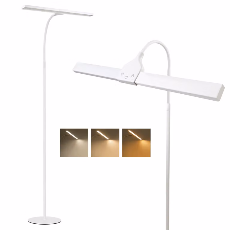 ZMH LED lampada da terra dimmerabile lampada da lettura per soggiorno - Lampada da terra moderna 10W Lampada da terra touch con timer e funzione di memoria Illuminazione a collo d'oca flessibile decorazione per camera da letto ufficio - Altezza: 156CM
